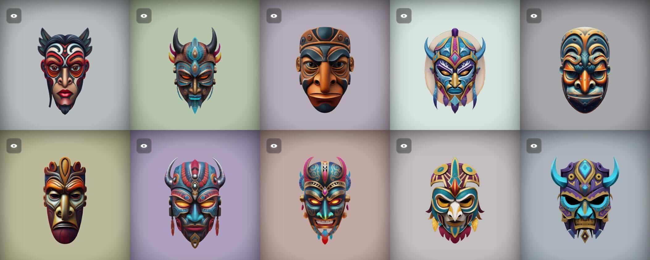 Mask bundle 38 pack 100 obj Low-poly 3D model_15