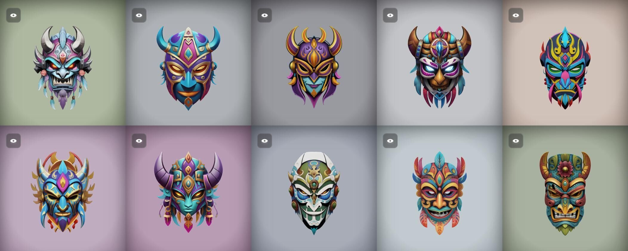 Mask bundle 38 pack 100 obj Low-poly 3D model_9