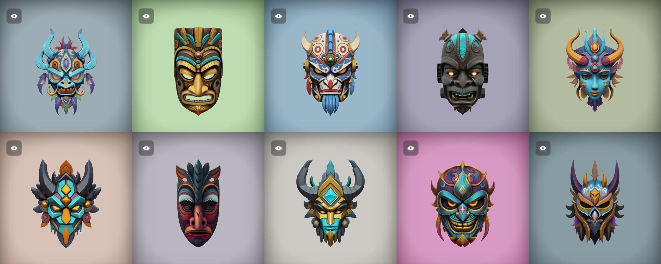 Mask bundle 38 pack 100 obj Low-poly 3D model_19