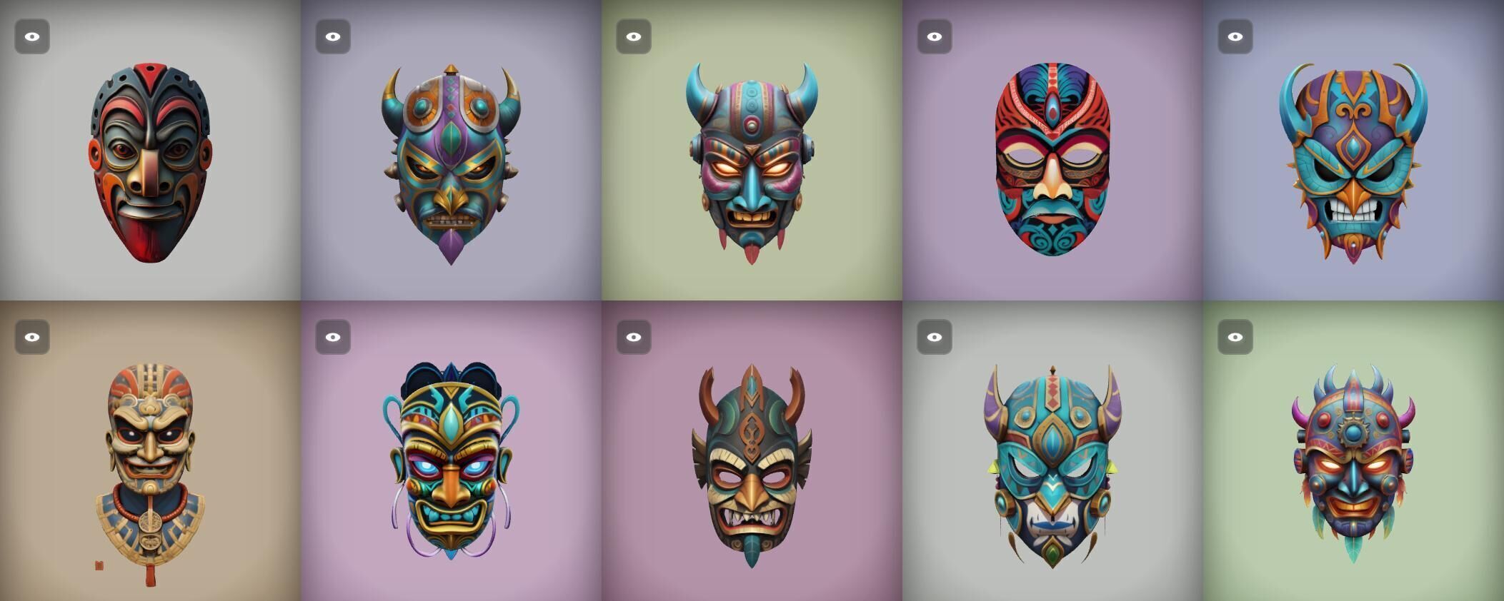 Mask bundle 38 pack 100 obj Low-poly 3D model_11