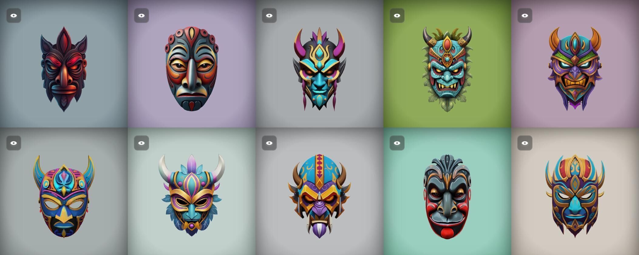Mask bundle 38 pack 100 obj Low-poly 3D model_5