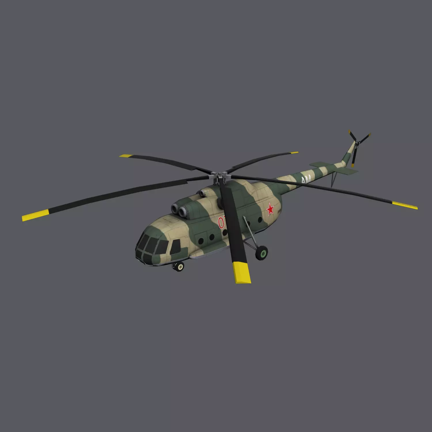Mi-8 Russian Military Helicopter Low-poly Free low-poly 3D model