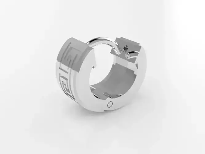 Greek Key Hoop Earring - STL Model for Silver and Gold Casting 3D print model