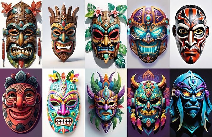 Mask bundle 26 pack 100 obj Low-poly 3D model