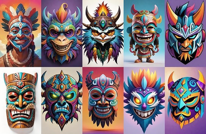 Mask bundle 23 pack 100 obj Low-poly 3D model