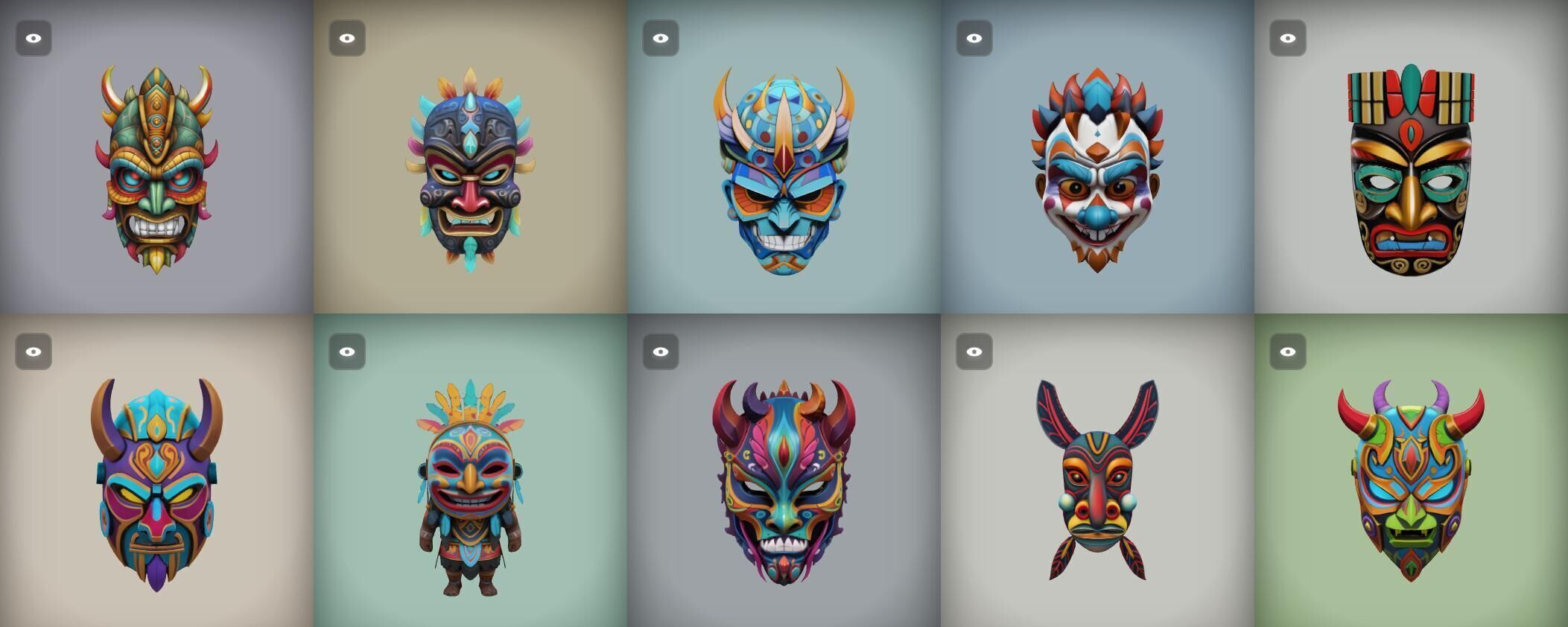Mask bundle 20 pack 100 obj Low-poly 3D model_7