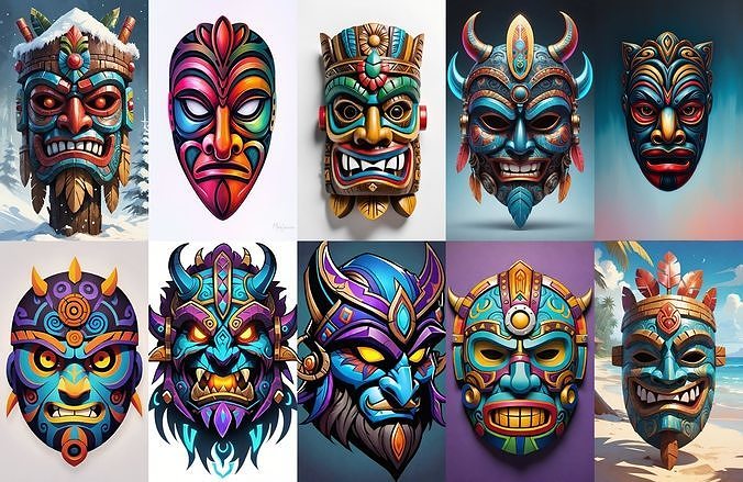 Mask bundle 20 pack 100 obj Low-poly 3D model
