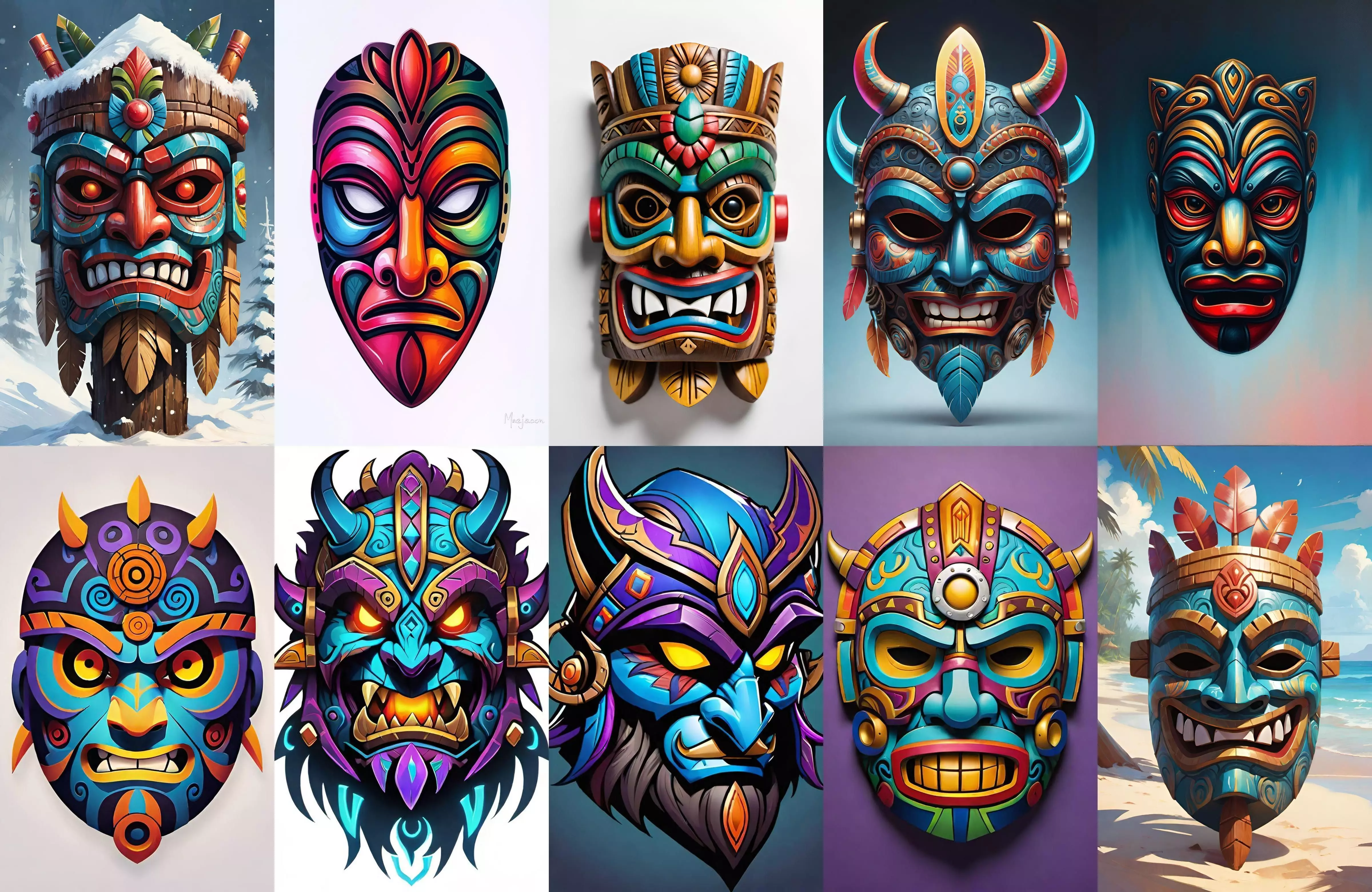 Mask bundle 20 pack 100 obj Low-poly 3D model_0