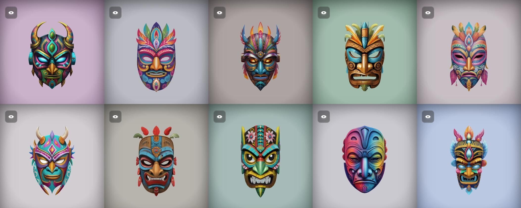 Mask bundle 20 pack 100 obj Low-poly 3D model_17