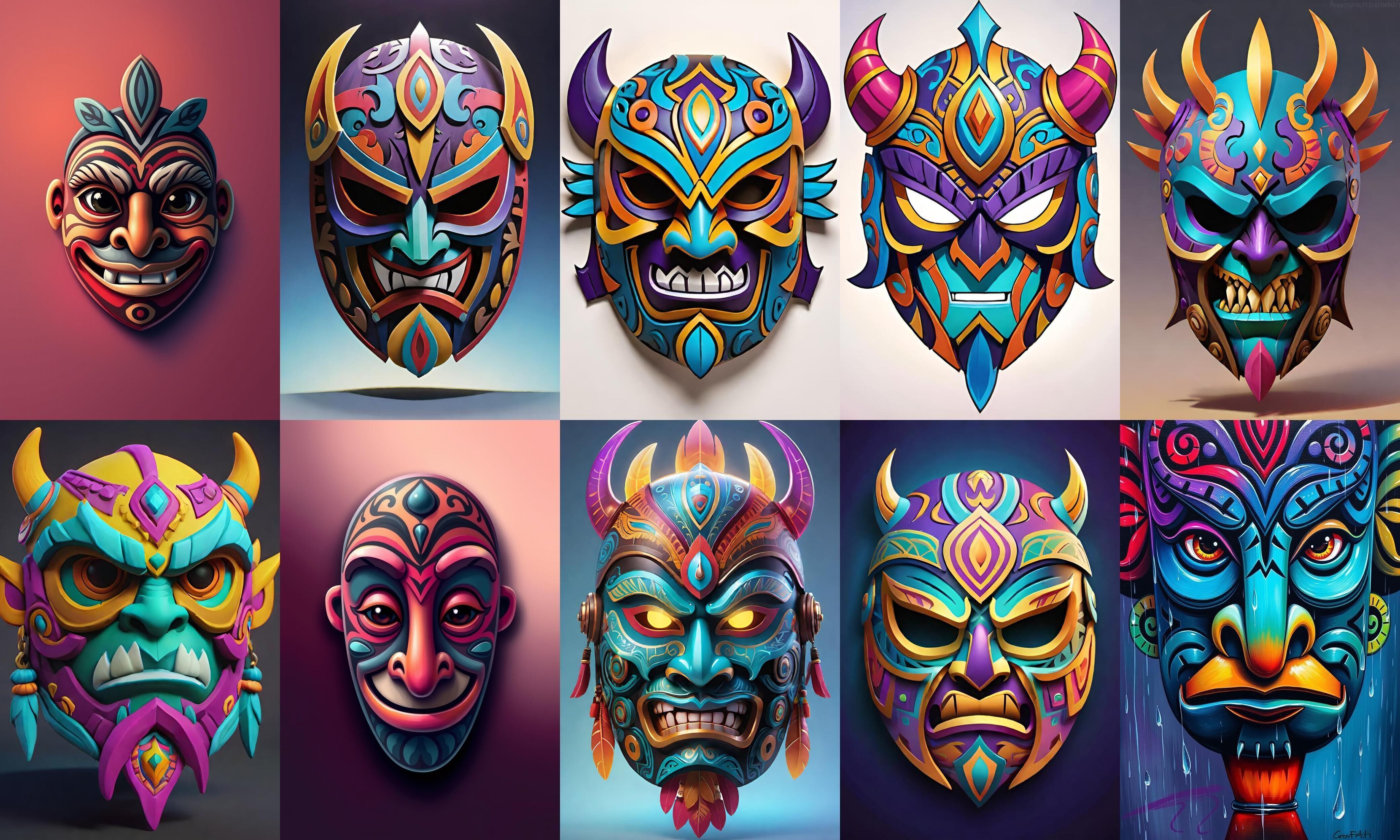 Mask bundle 20 pack 100 obj Low-poly 3D model_2