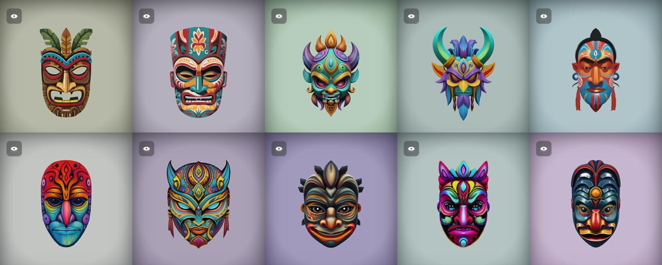 Mask bundle 20 pack 100 obj Low-poly 3D model_11