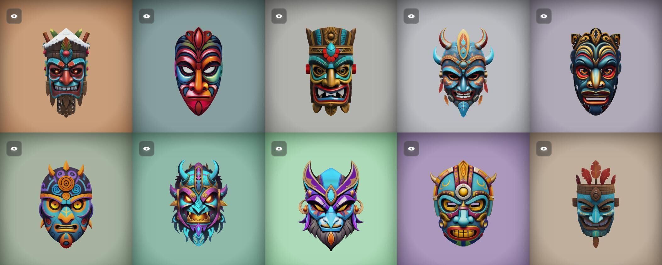 Mask bundle 20 pack 100 obj Low-poly 3D model_1