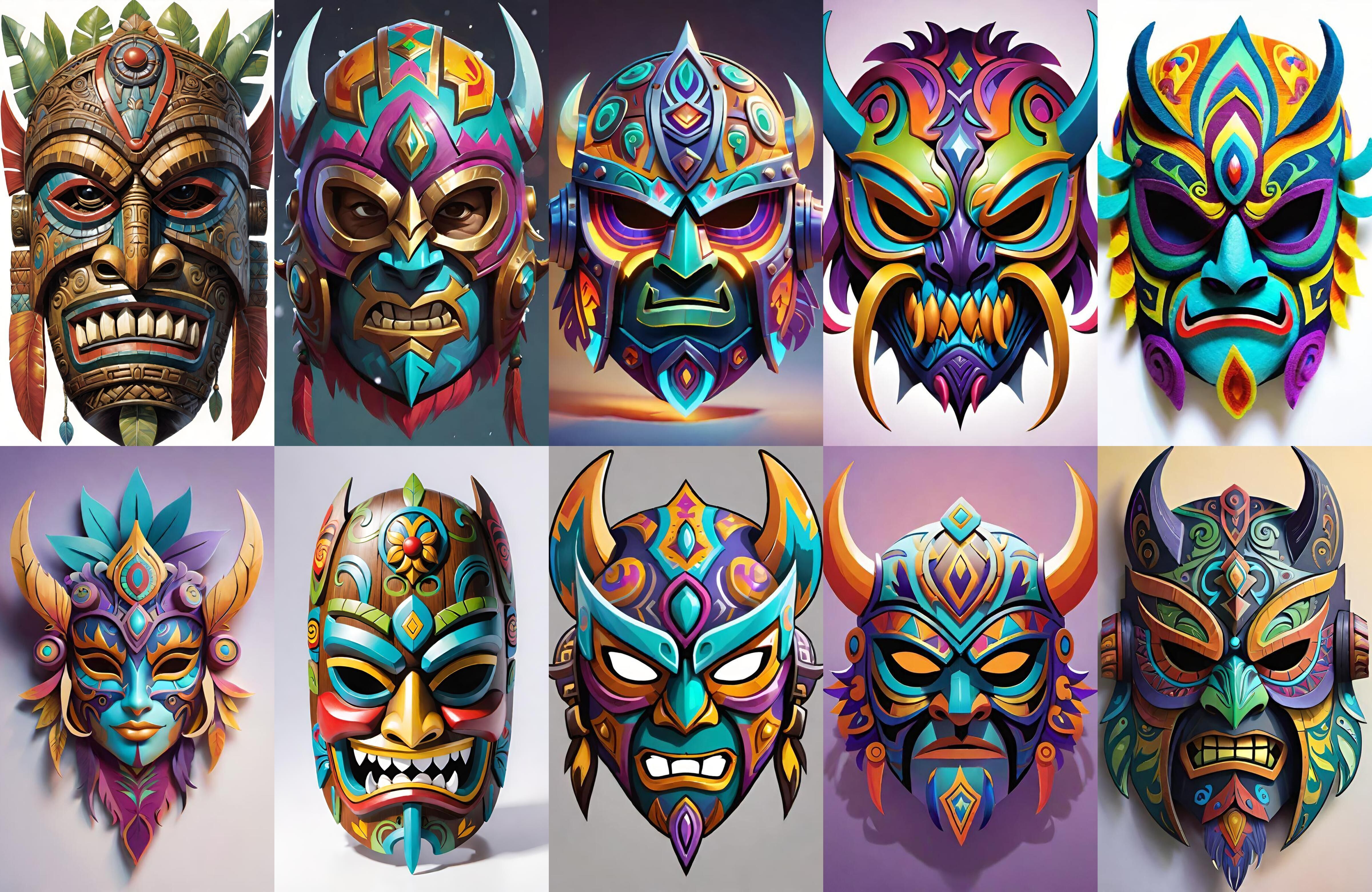 Mask bundle 20 pack 100 obj Low-poly 3D model_4