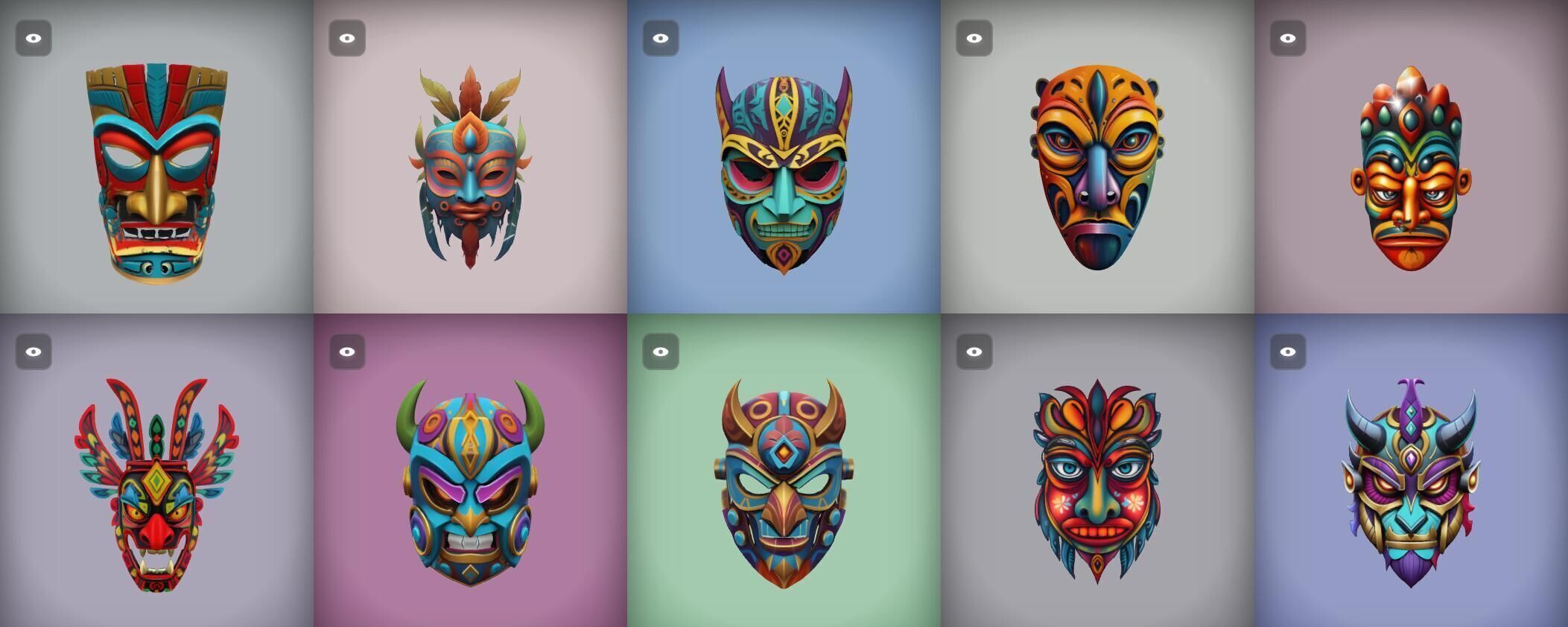 Mask bundle 20 pack 100 obj Low-poly 3D model_9