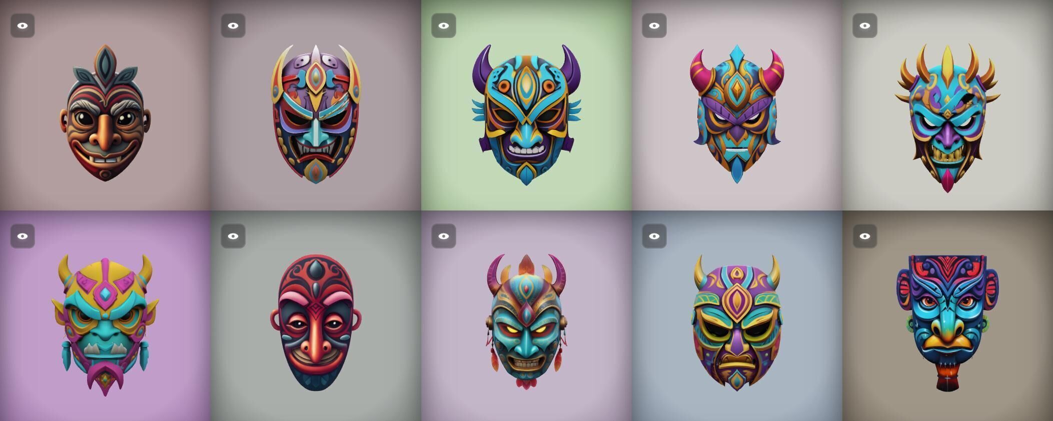 Mask bundle 20 pack 100 obj Low-poly 3D model_3