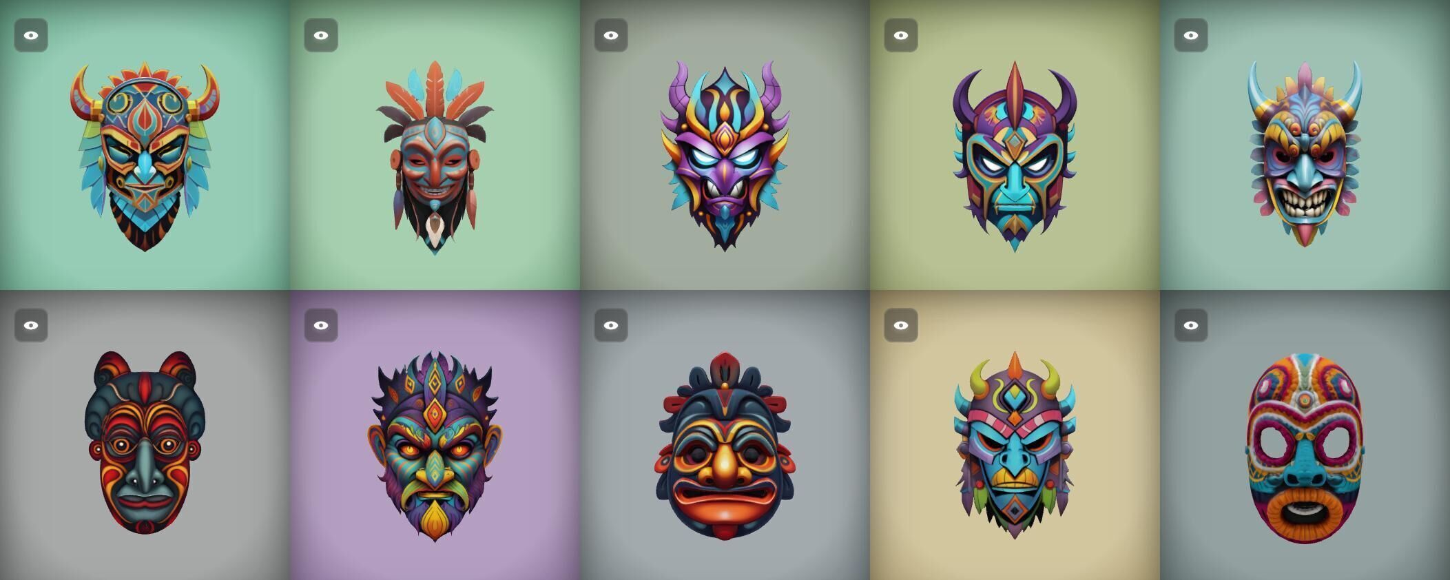 Mask bundle 20 pack 100 obj Low-poly 3D model_19