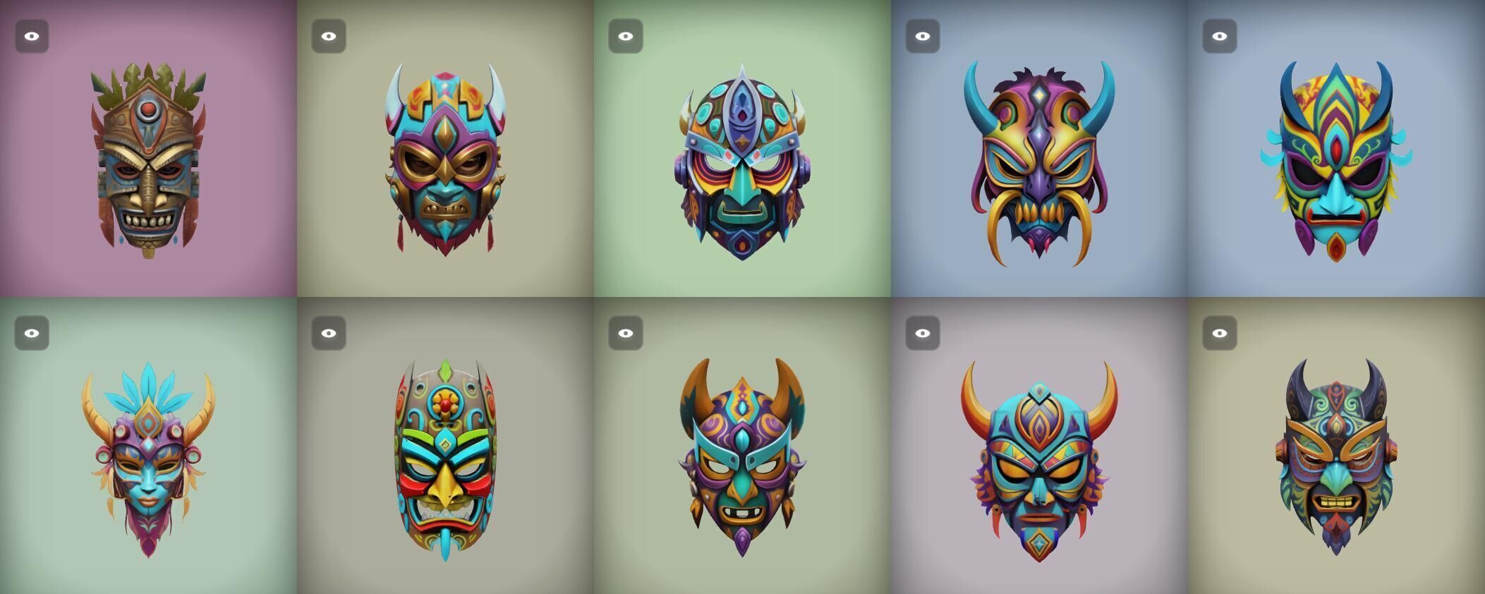 Mask bundle 20 pack 100 obj Low-poly 3D model_5