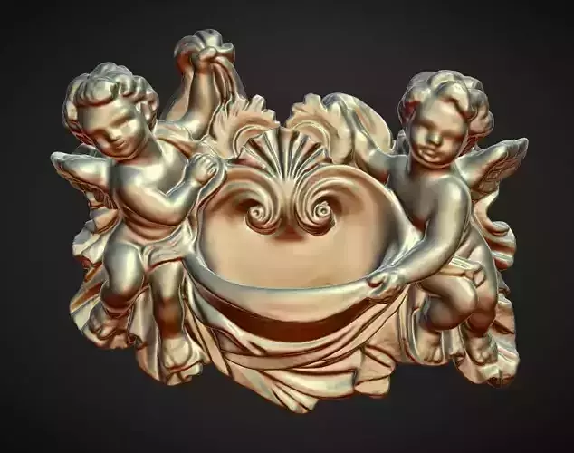 two cherubs wall decoration moose scanned decoration 3D print model