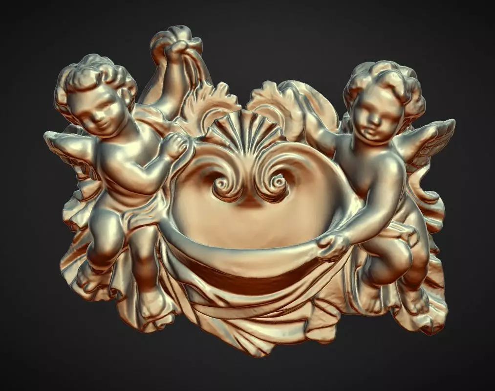 two cherubs wall decoration moose scanned decoration 3D print model