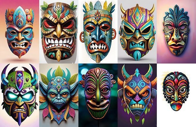 Mask bundle 17 pack 100 obj Low-poly 3D model
