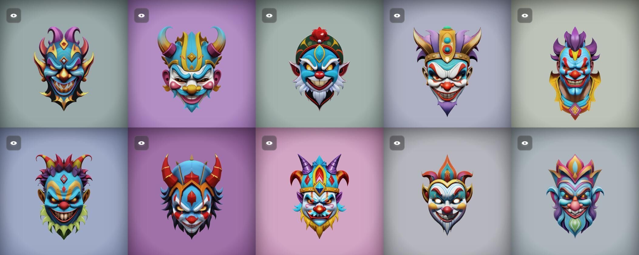 Mask bundle 10 pack 100 obj Low-poly 3D model_16