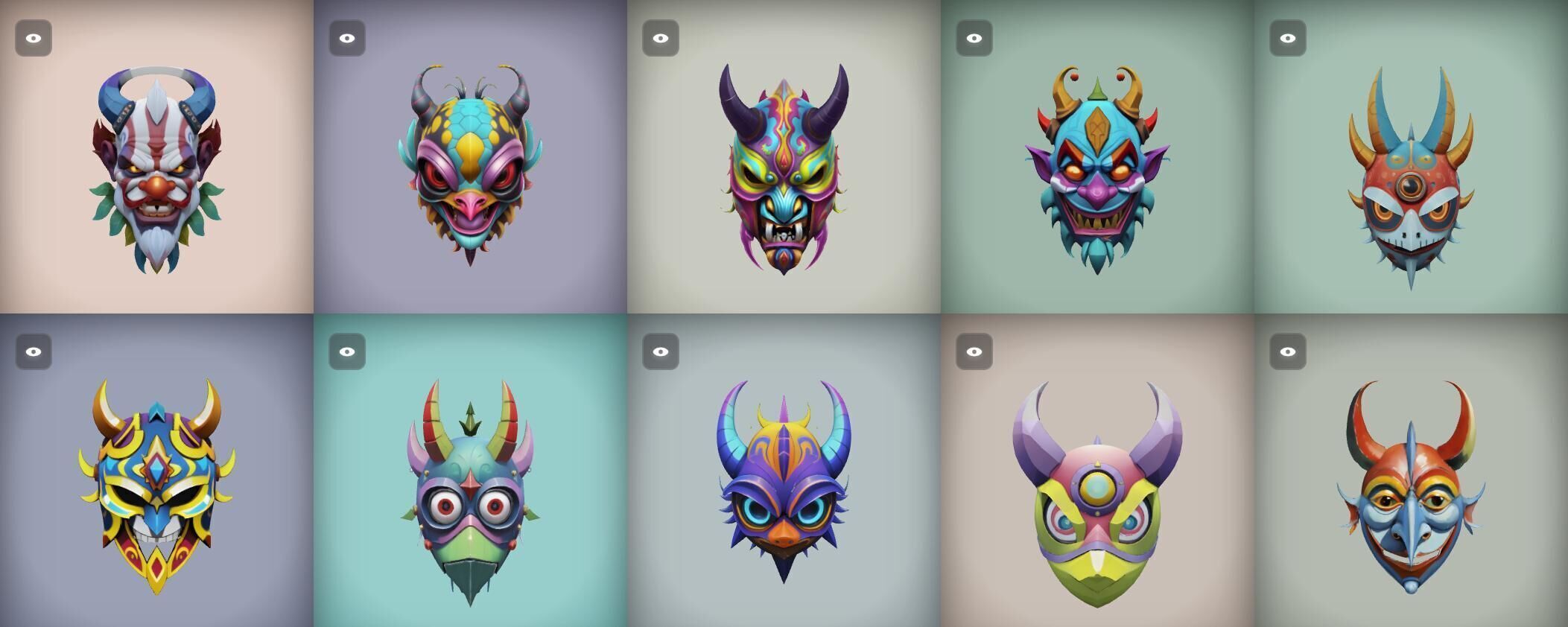 Mask bundle 10 pack 100 obj Low-poly 3D model_8