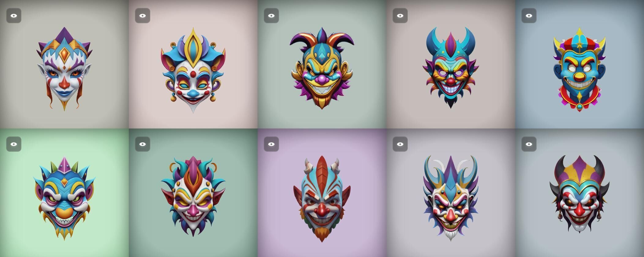 Mask bundle 10 pack 100 obj Low-poly 3D model_2