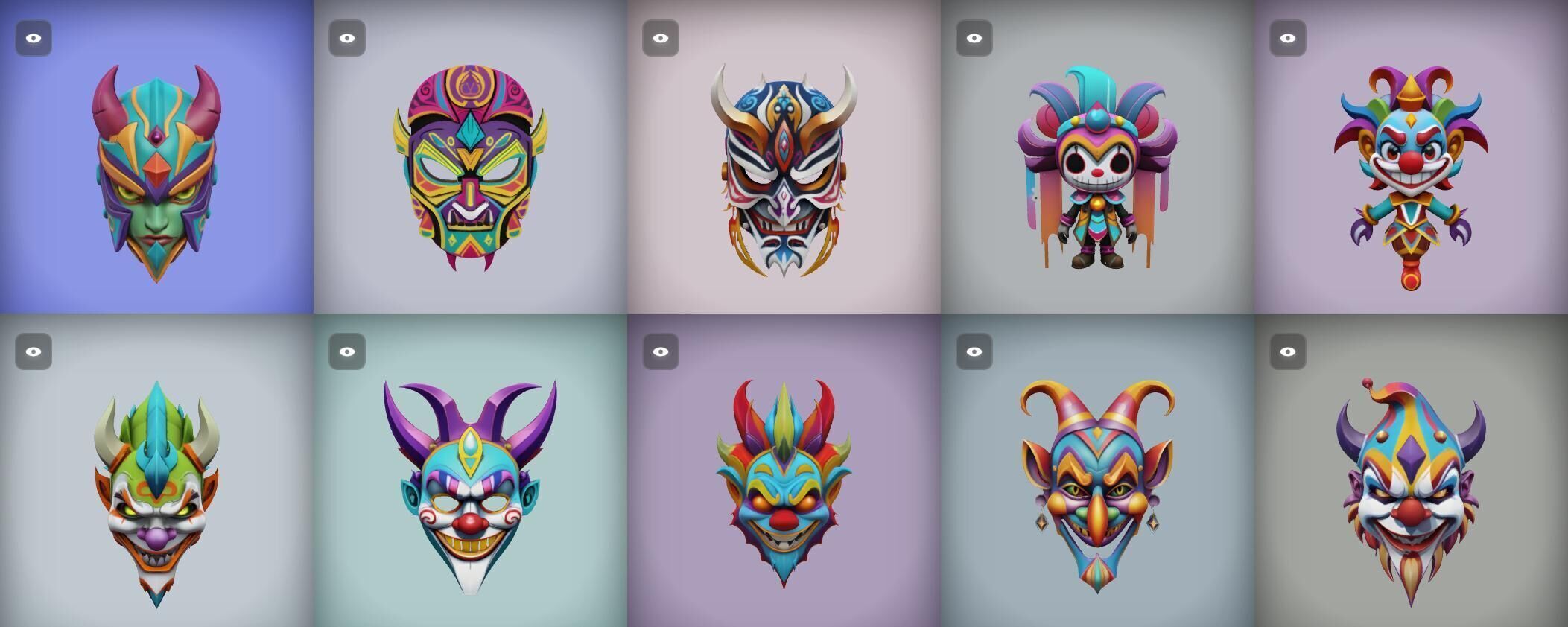 Mask bundle 10 pack 100 obj Low-poly 3D model_14