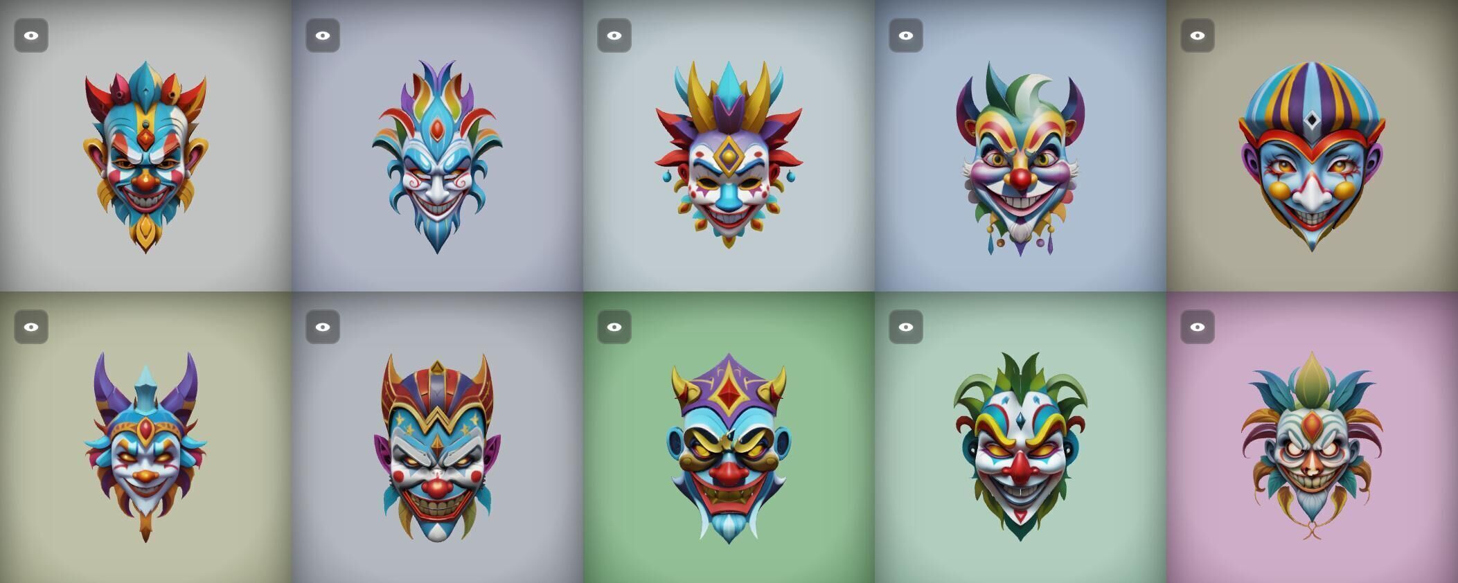 Mask bundle 10 pack 100 obj Low-poly 3D model_18