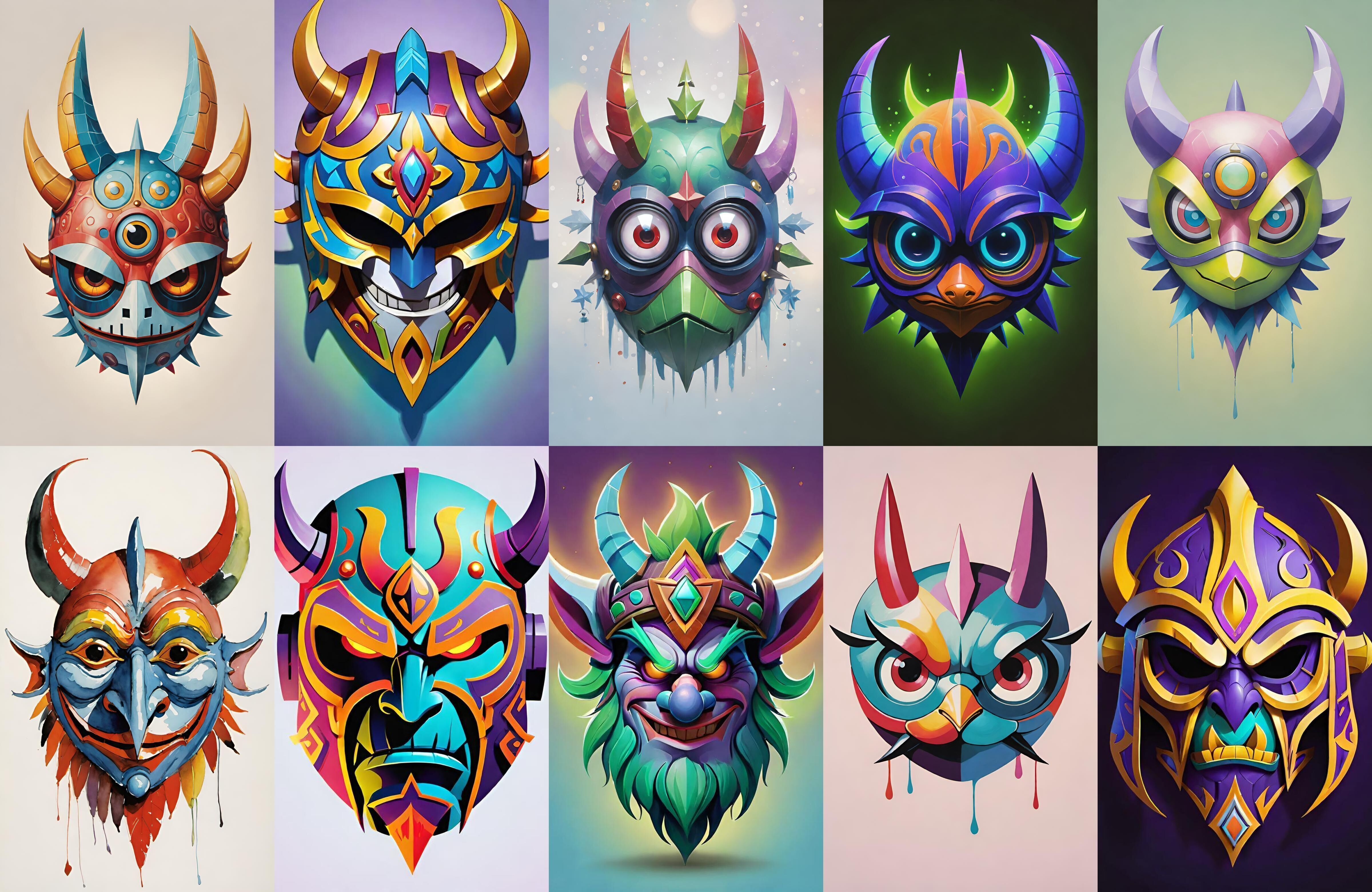 Mask bundle 10 pack 100 obj Low-poly 3D model_7