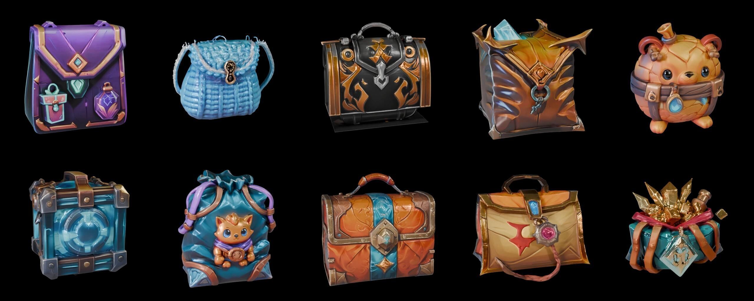 LootBag bundle 8 pack 100 fbx Low-poly 3D model_11