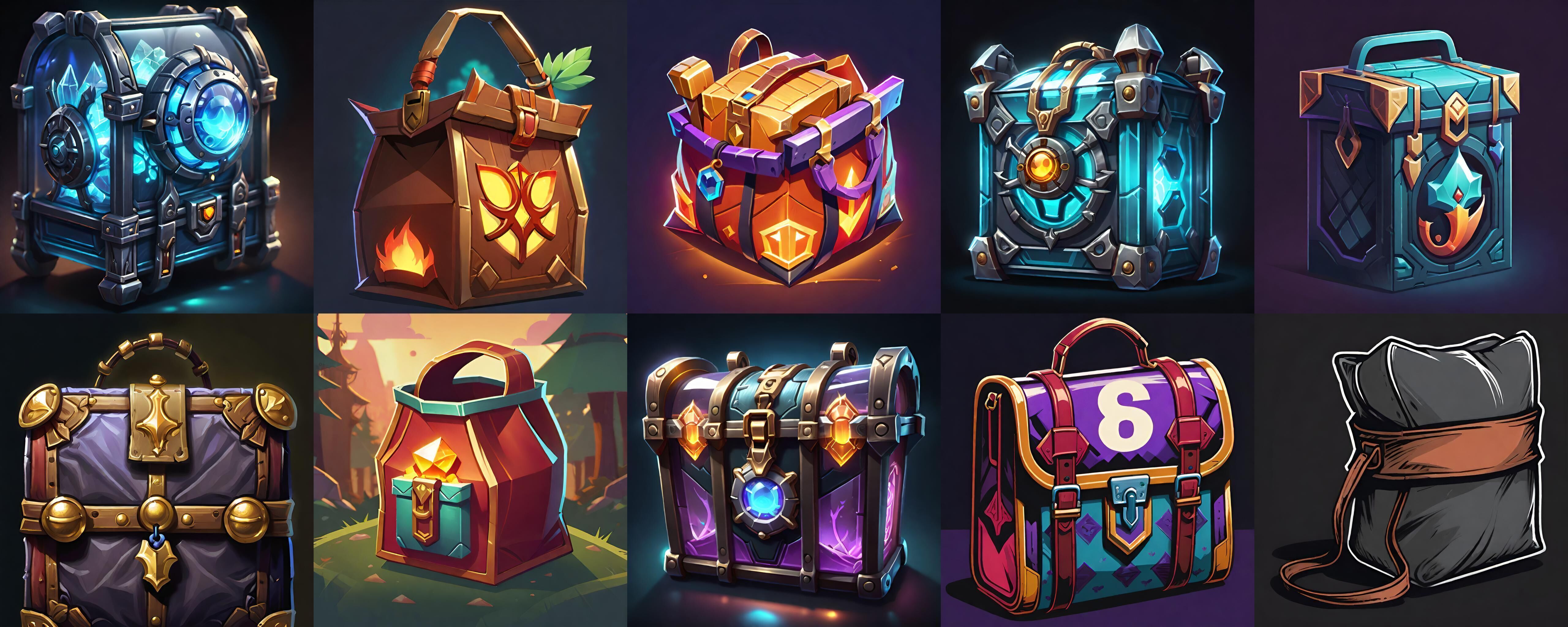 LootBag bundle 8 pack 100 fbx Low-poly 3D model_6