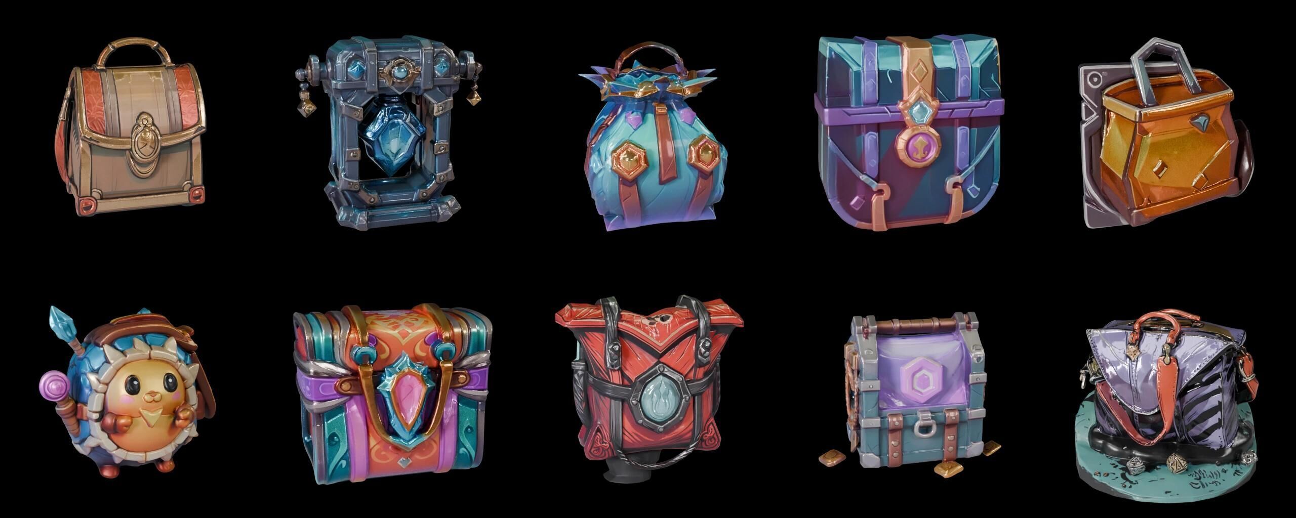 LootBag bundle 8 pack 100 fbx Low-poly 3D model_9