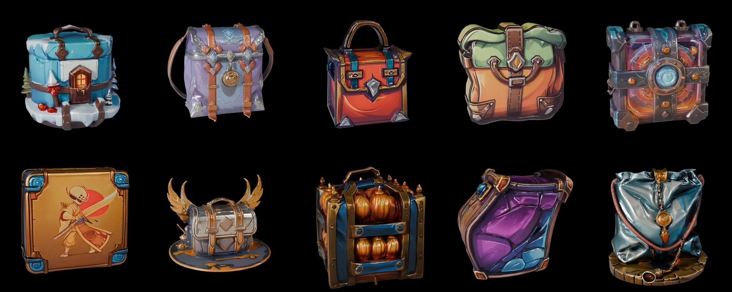 LootBag bundle 8 pack 100 fbx Low-poly 3D model_1