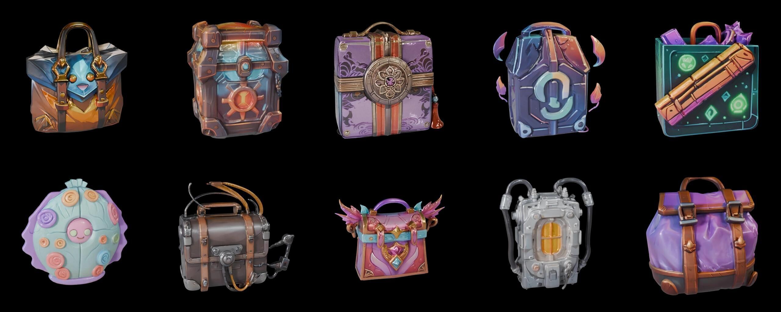 LootBag bundle 8 pack 100 fbx Low-poly 3D model_15