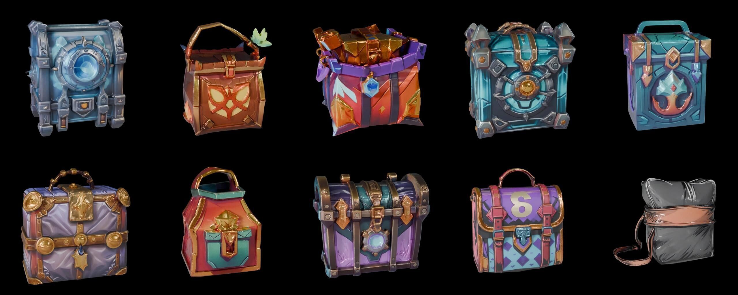 LootBag bundle 8 pack 100 fbx Low-poly 3D model_7