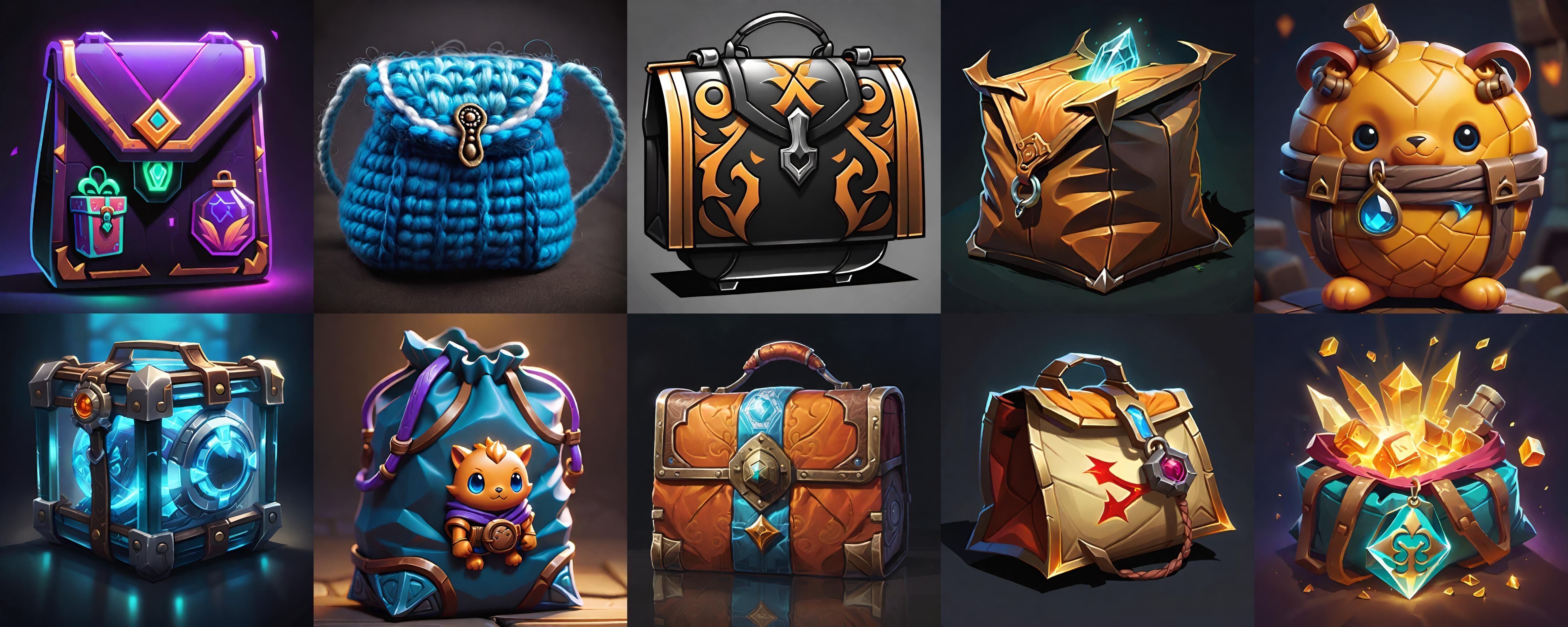 LootBag bundle 8 pack 100 fbx Low-poly 3D model_10