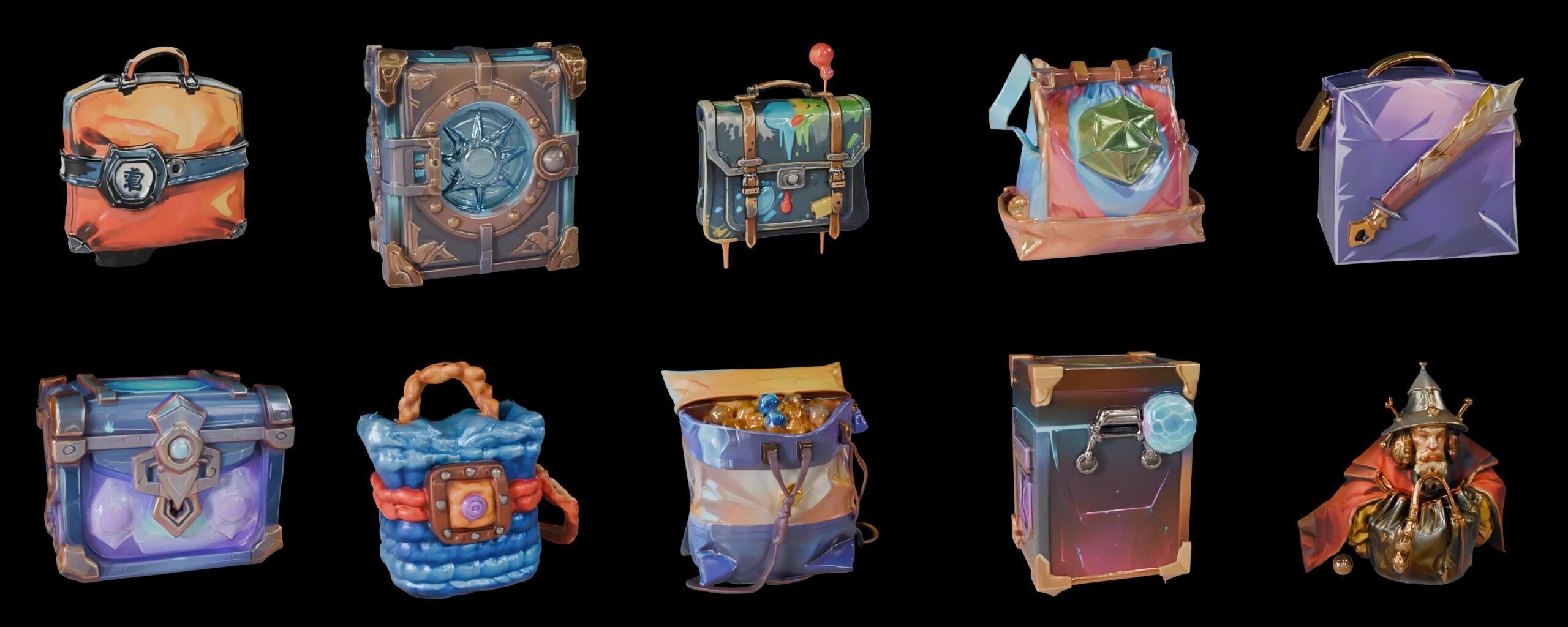 LootBag bundle 8 pack 100 fbx Low-poly 3D model_17
