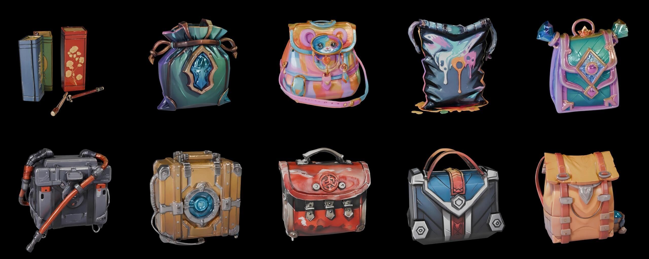 LootBag bundle 8 pack 100 fbx Low-poly 3D model_19