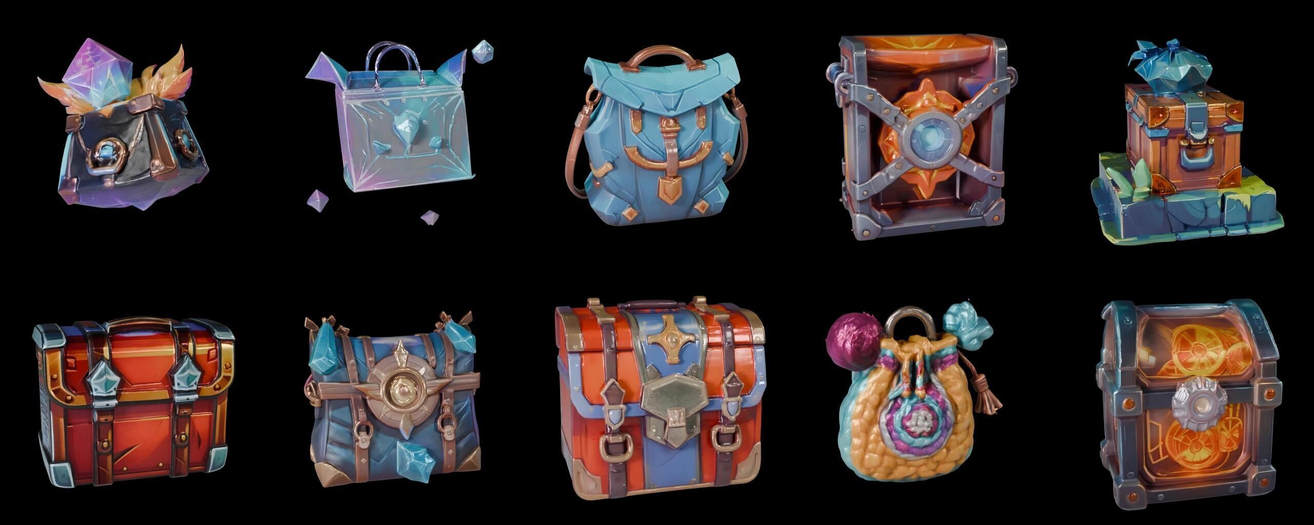 LootBag bundle 7 pack 100 fbx Low-poly 3D model_9