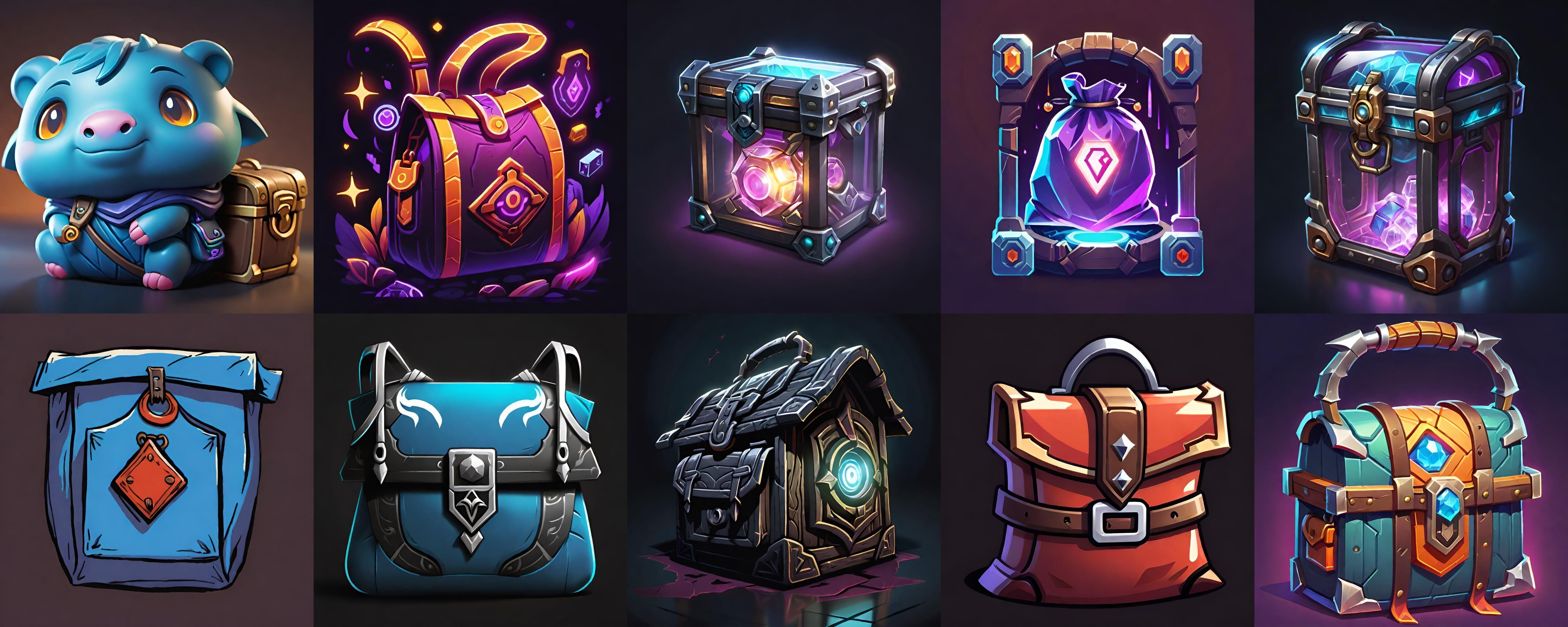 LootBag bundle 7 pack 100 fbx Low-poly 3D model_10