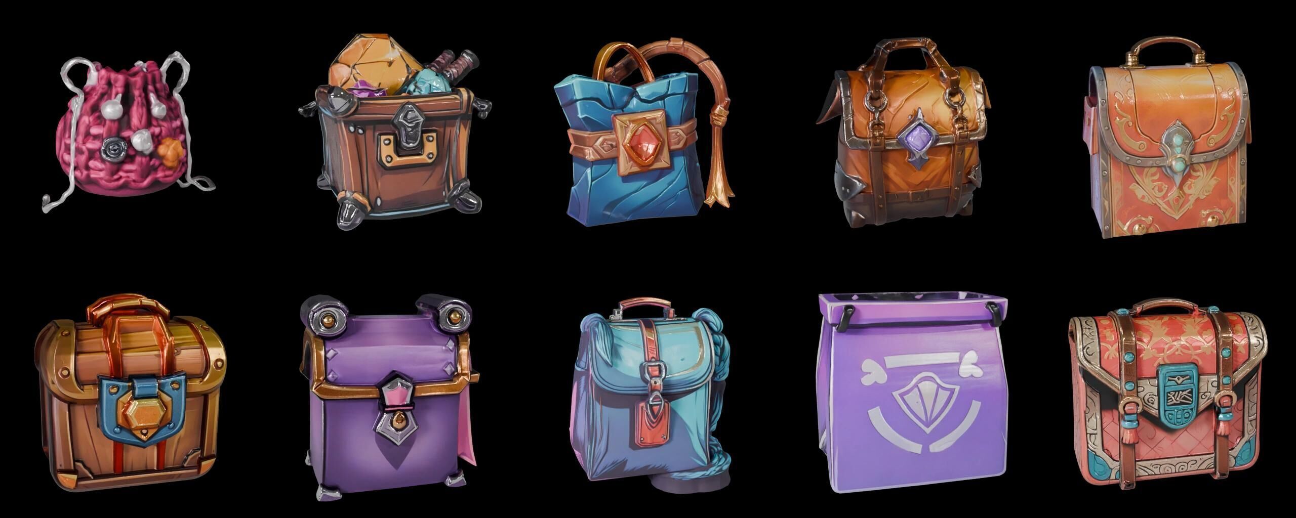 LootBag bundle 7 pack 100 fbx Low-poly 3D model_5