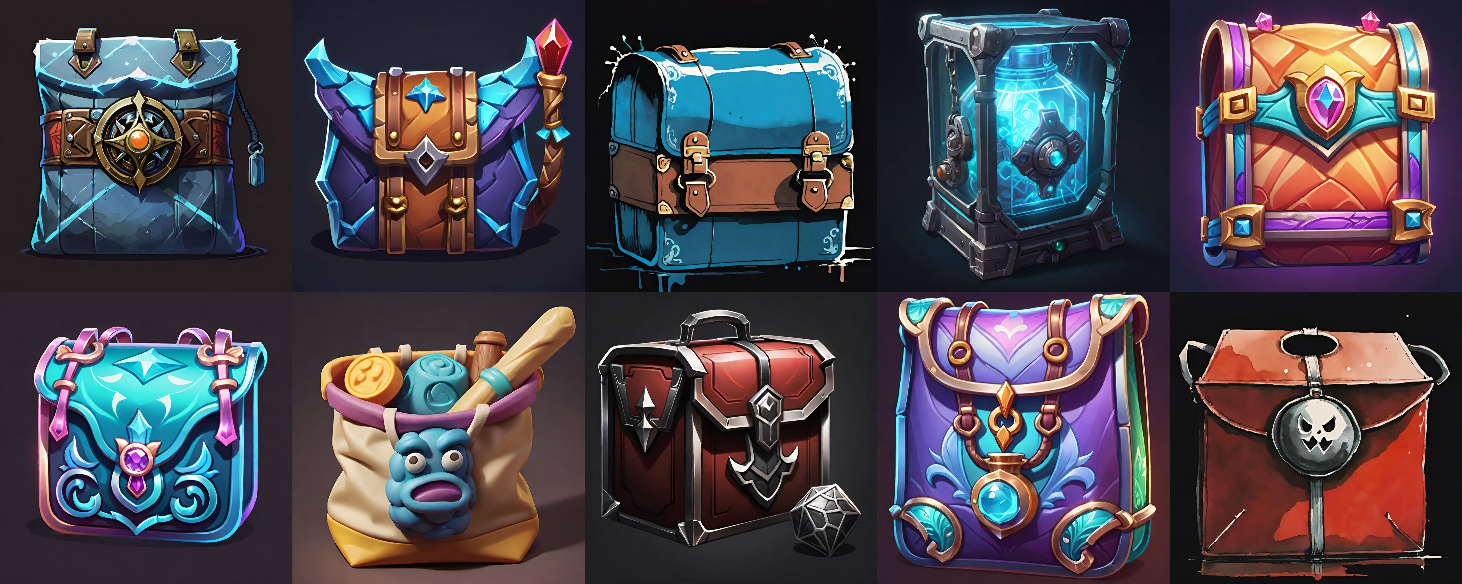 LootBag bundle 7 pack 100 fbx Low-poly 3D model_2