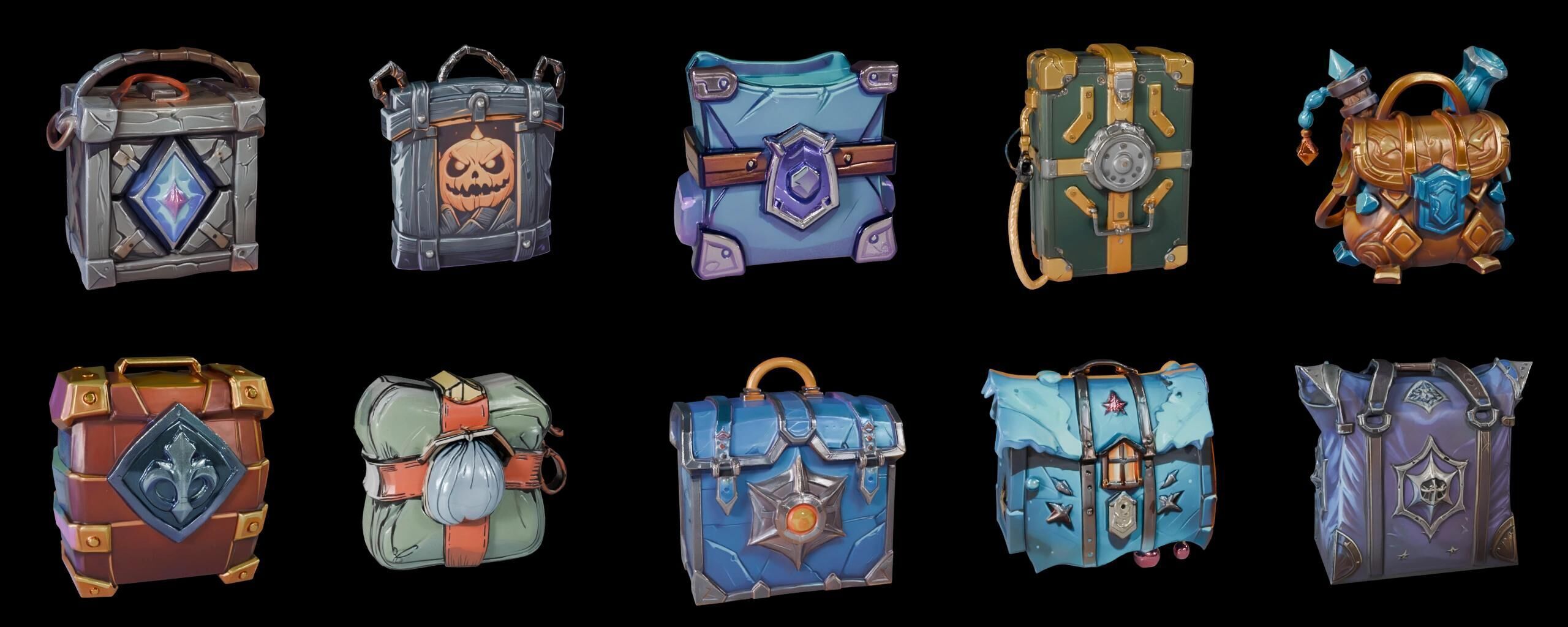 LootBag bundle 7 pack 100 fbx Low-poly 3D model_7