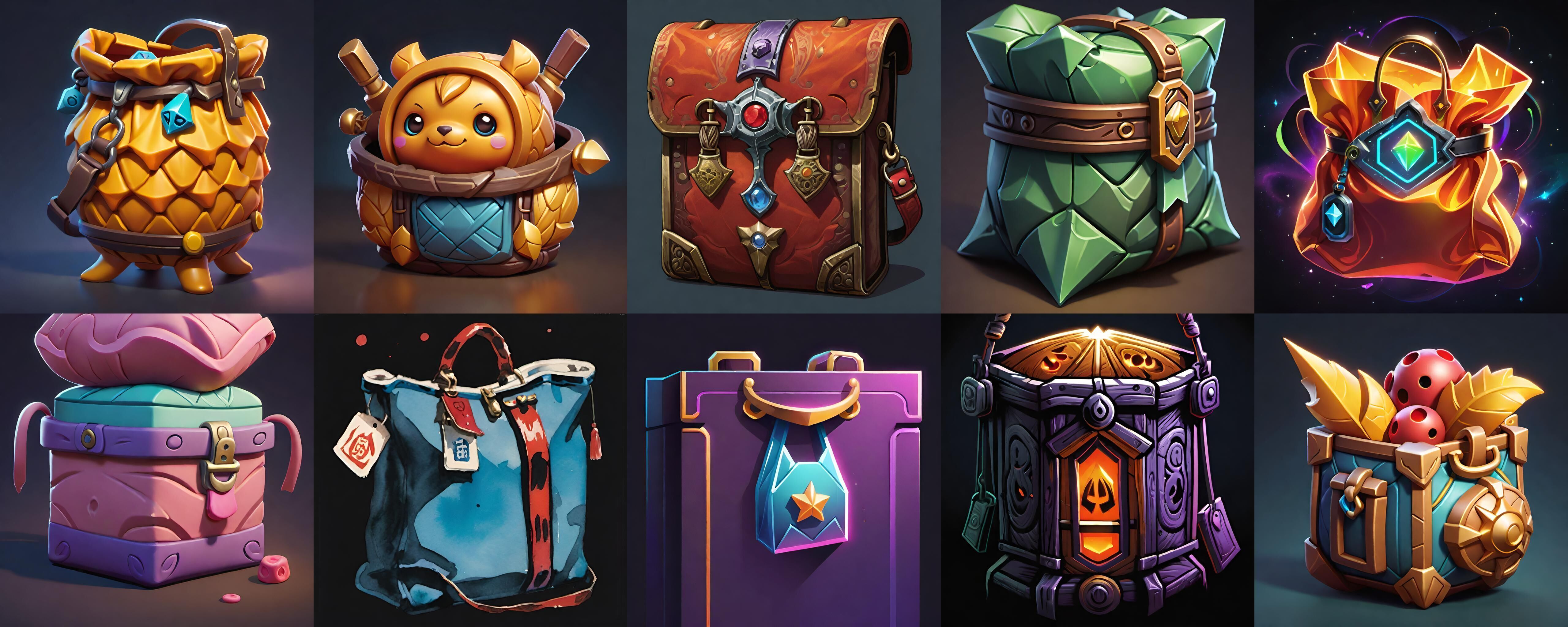 LootBag bundle 7 pack 100 fbx Low-poly 3D model_18