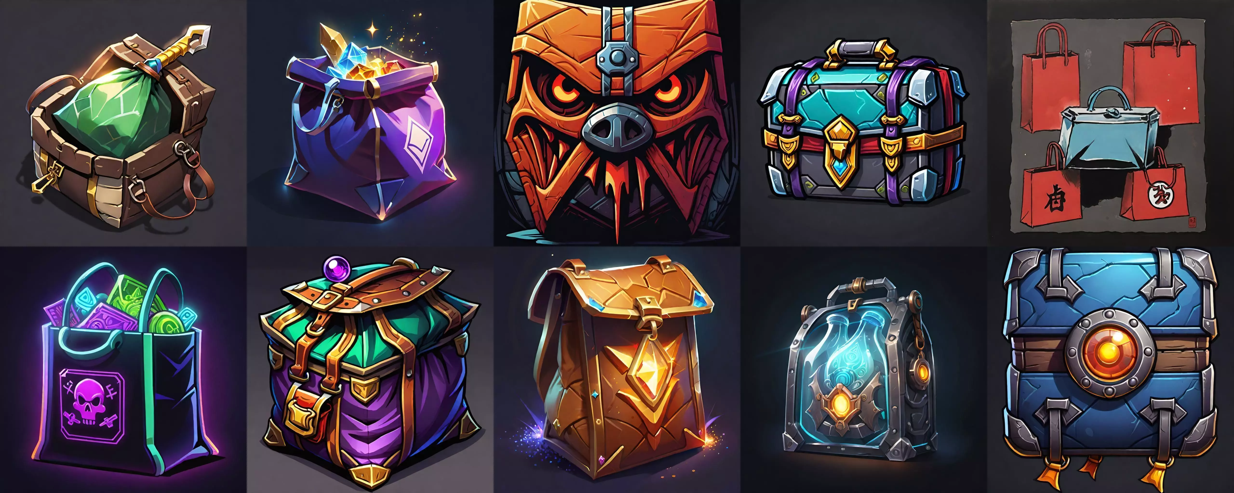 LootBag bundle 7 pack 100 fbx Low-poly 3D model_0