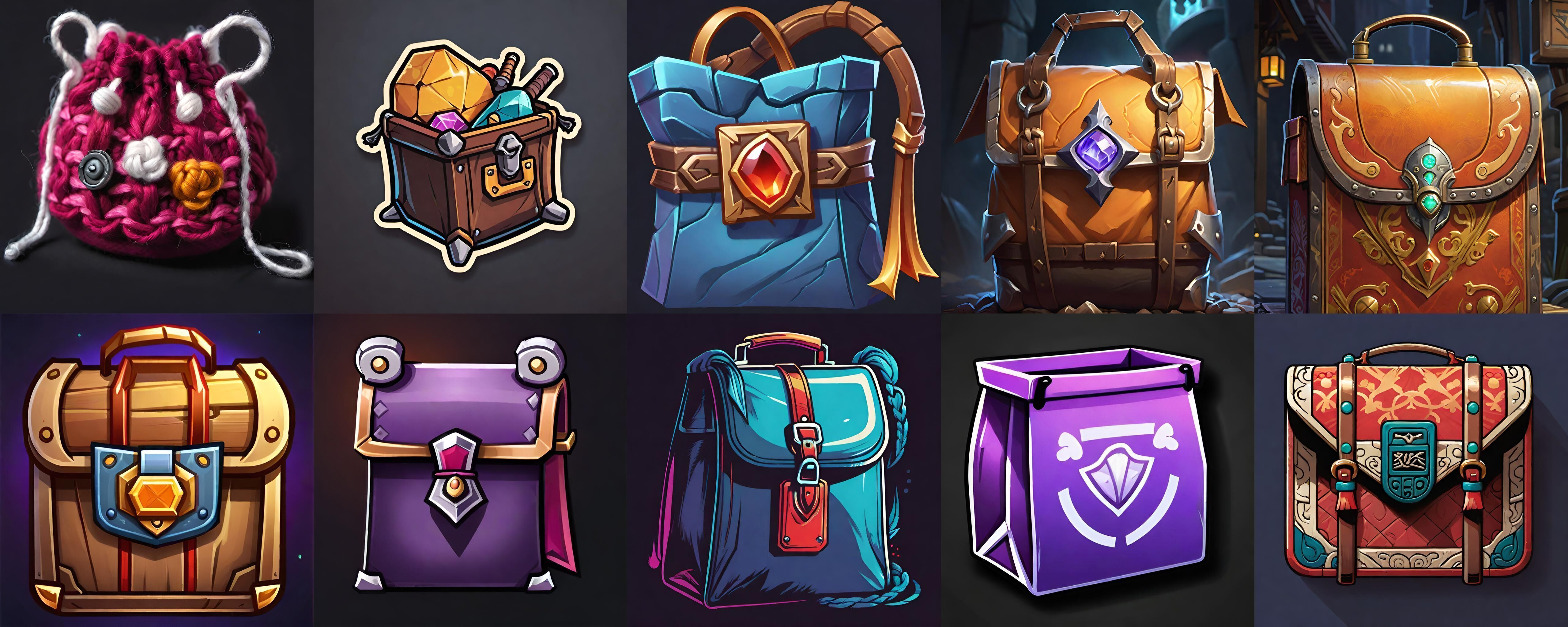 LootBag bundle 7 pack 100 fbx Low-poly 3D model_4