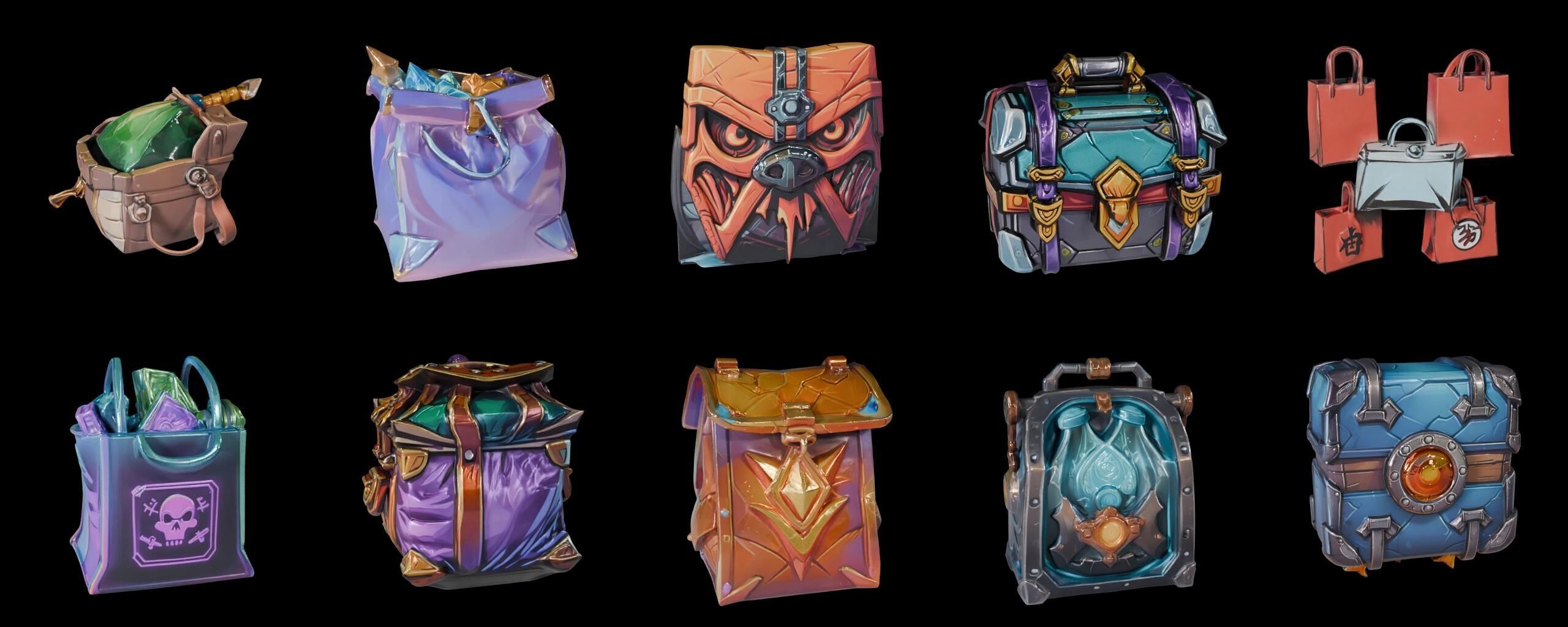 LootBag bundle 7 pack 100 fbx Low-poly 3D model_1