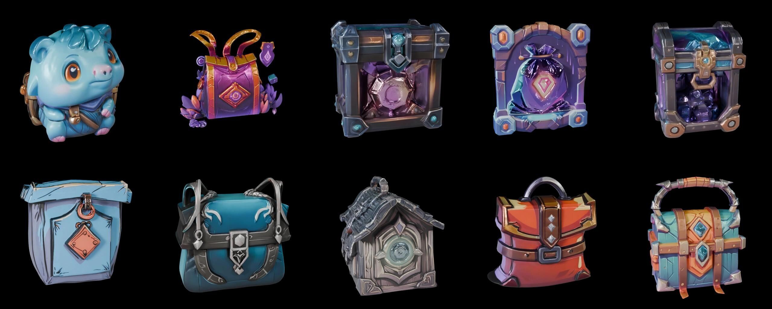 LootBag bundle 7 pack 100 fbx Low-poly 3D model_11