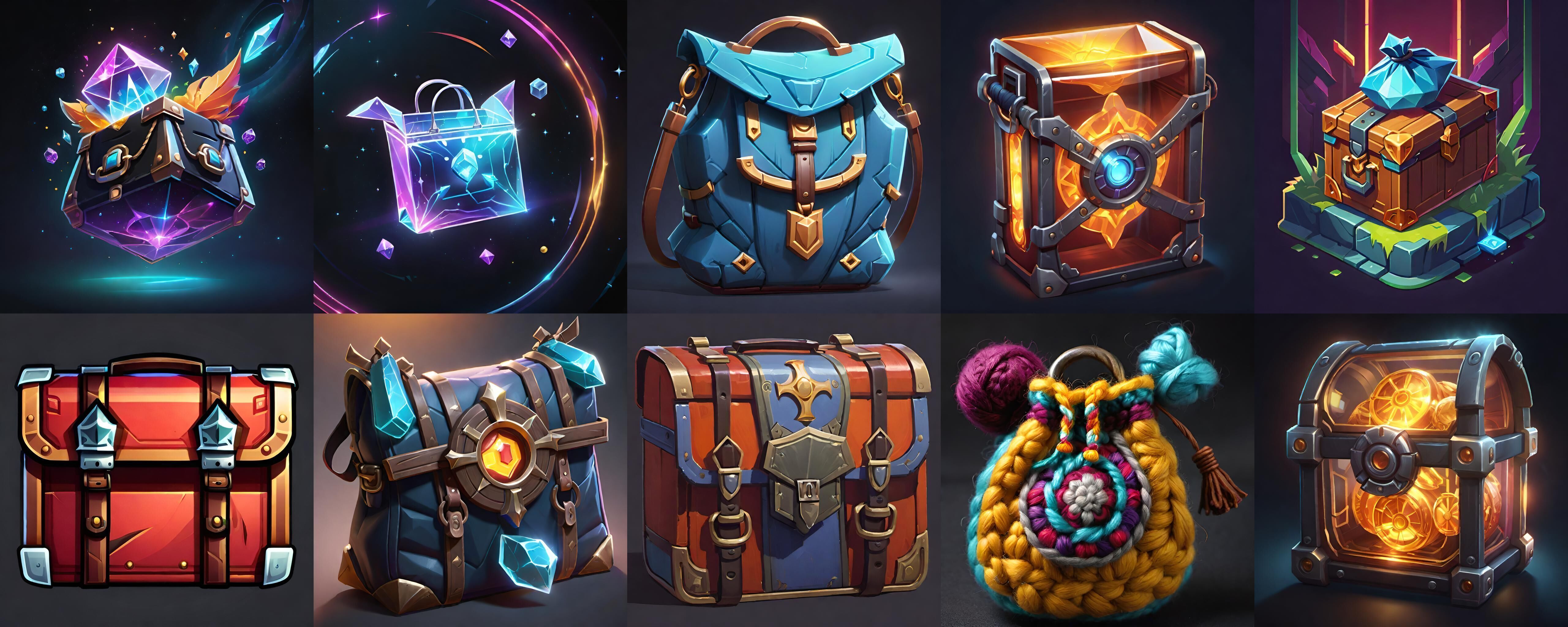 LootBag bundle 7 pack 100 fbx Low-poly 3D model_8